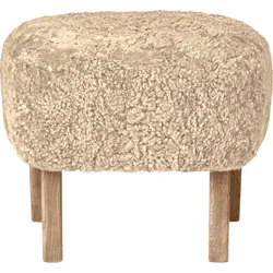 Ingeborg Sheepskin Fußbank beige auf Eichenbeinen