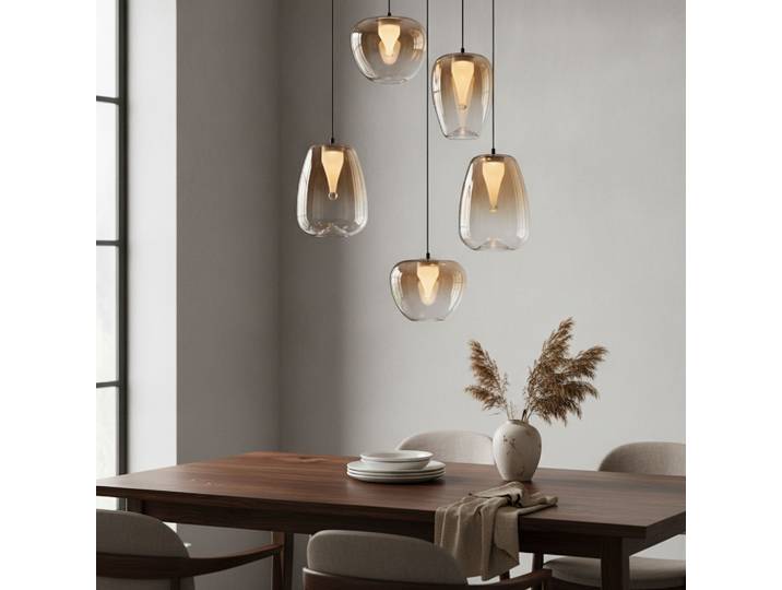 Design hanglamp Oblo 5-lichts amber glas Lyora - 109163