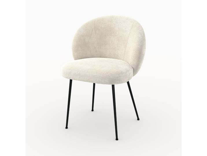 Chaise En Velours Chenillé Écru Et Métal Noir - Bloomy