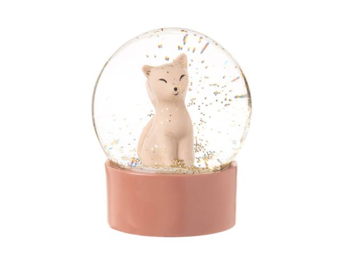 Schneekugel mit Katze, rosa