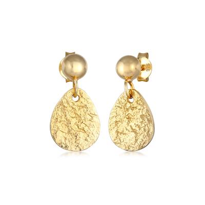 Paar Ohrstecker ELLI "Ohrringe Plättchen Tropfen Vintage Design 925 Silber" Gr. 20, gold, Ohrringe, Damen, 20, ohne Stein, Silber 925 (Sterlingsilber)