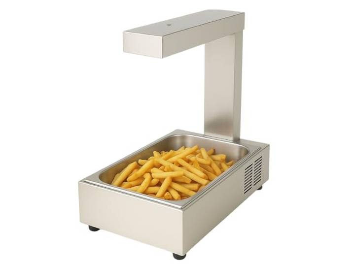 Chauffe-Frites Professionnel GN 1/1 – 1000W – Acier Inox – Chauffage Supérieur – Bac Fixe – 342x605x550 mm
