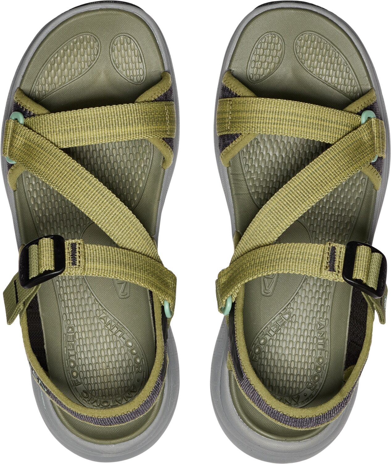 Sandale KEEN "LEIKI OT SANDAL", Damen, Gr. 37,5, atmungsaktiv, grün (martini olive, granite grün), Synthetik, Schuhe Sandale martini olive, granite grün 37,5, atmungsaktiv