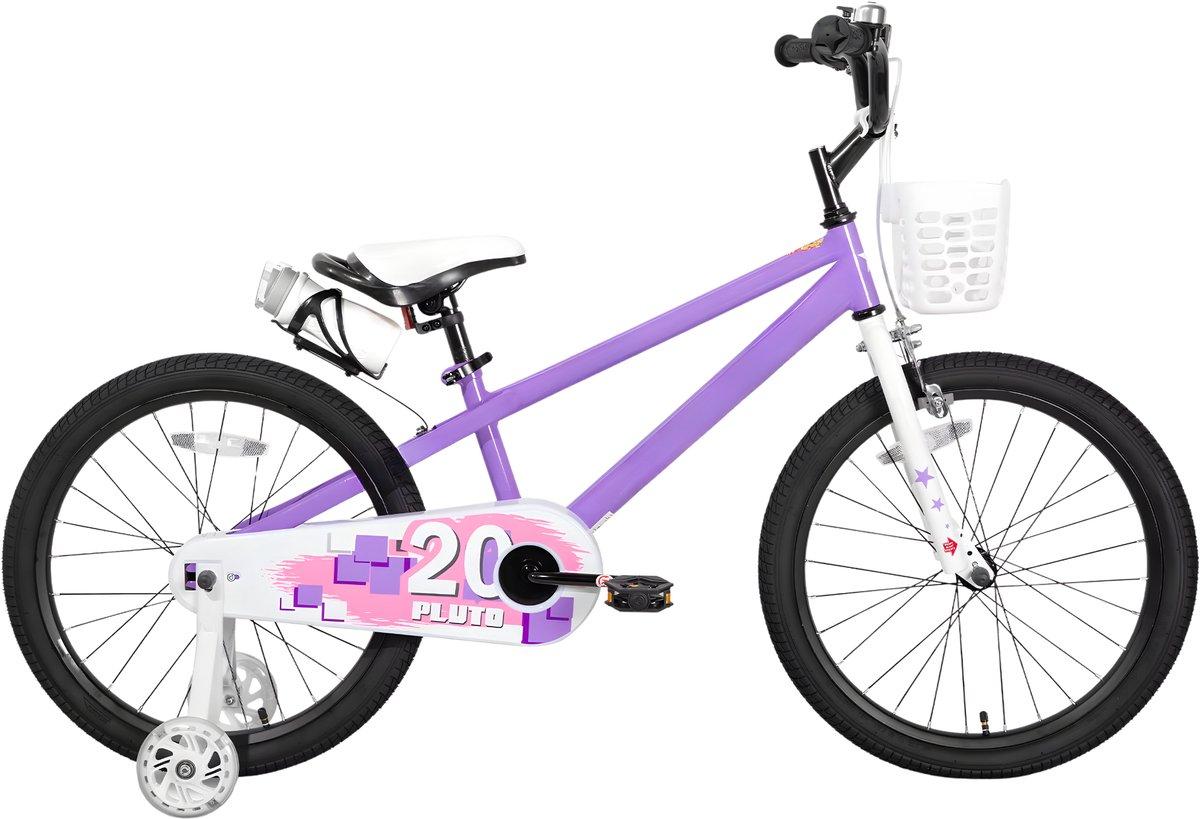 Kinderfahrrad 45 cm - Kinder Fahrrad 3-12 Jahre - Mit leuchtenden Stützrädern & DIY Stickern - Lila