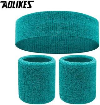 Uplift Treasures AOLIKES Sports Sweatband Headband And Wristband Set lake Green