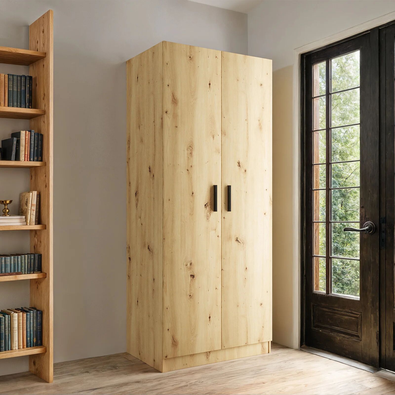 garneroarredamenti Armadio 80x191h cm 2 ante design rovere rustico Leopardi