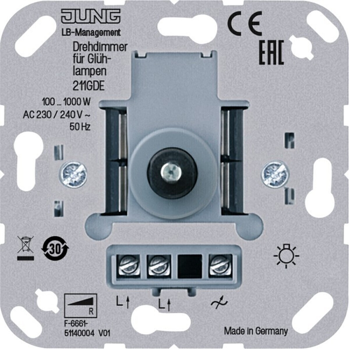 Jung Drie-weg dimmer 211GDE 100-1000W