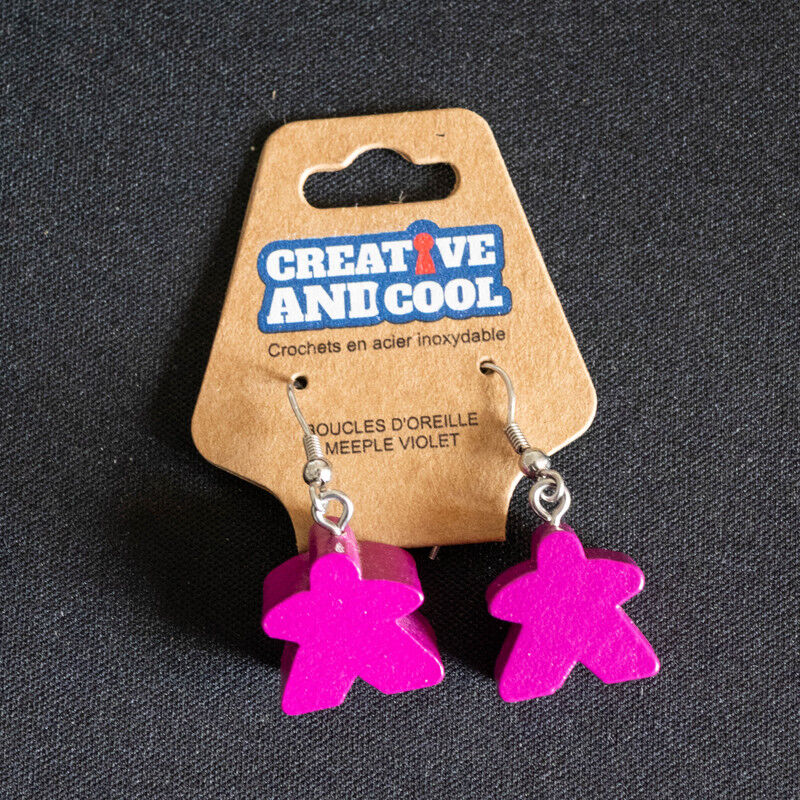 Gigamic Boucles d'oreille Meeple violet
