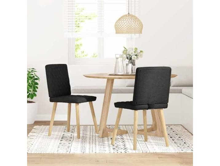 HEFZGDB Esszimmerstühle 2 STK. Schwarz Stoff, Bequeme Polsterung und Robustes Metallgestell für Essbereich und Wohnzimmer, Elegantes Design mit Langlebiger Stabilität und Weichem