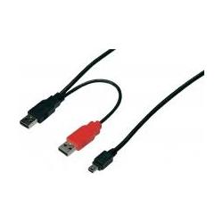 Tecline USB Y-Kabel, 2x USB St. A / 1x USB 5pol Mini St. B Zur besseren Spannungsversorgung z. B. von Festpl (0.80 m, USB 2.0) (62100045)