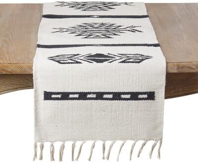 Saro Lifestyle "Southwestern Geometric Table Runner - Handwoven Tribal Pattern with Fringe Tassels for Farmhouse & Western Decor - 16""x72"""