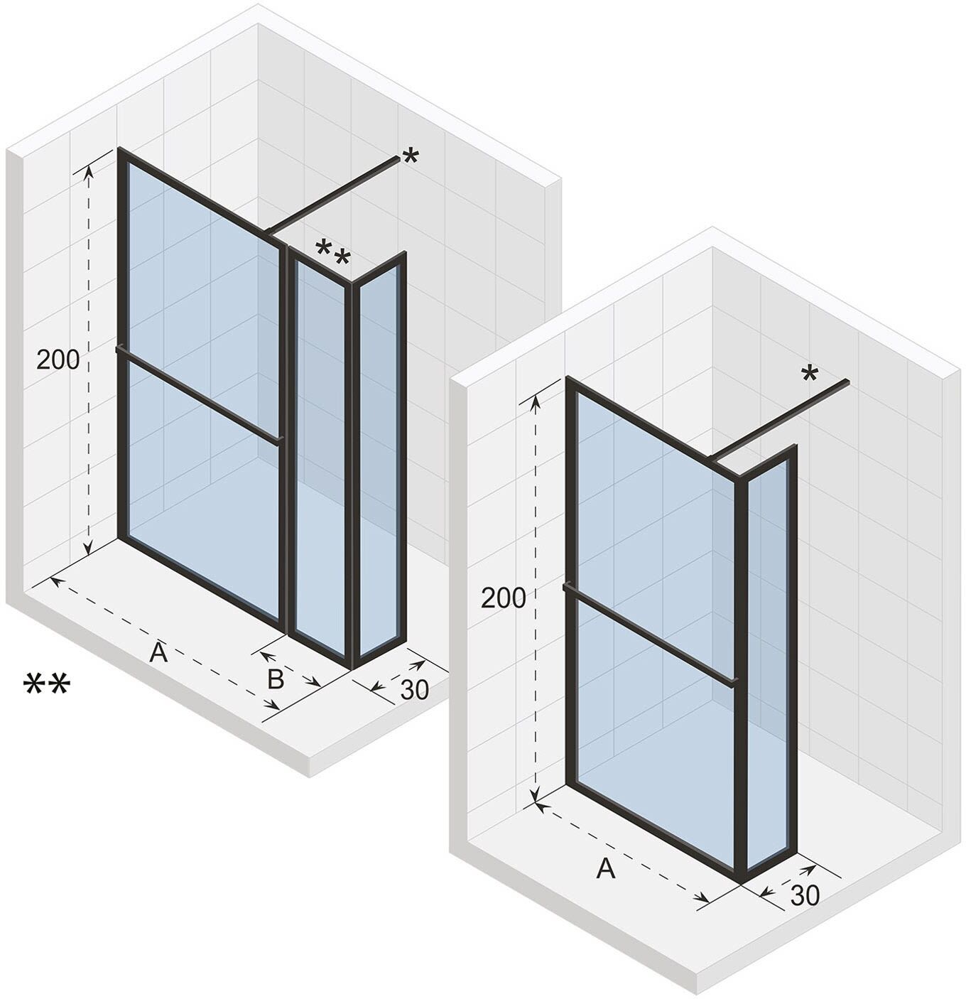 Riho Lucid 402 Duschwand Schwing 90 cm