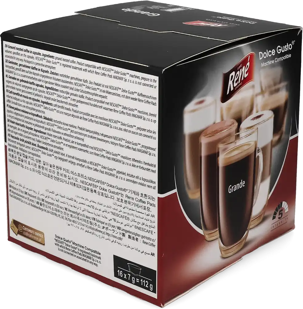 Café René   Grande - 16 Capsules de café pour Dolce Gusto - Grande - Compatible Dolce Gusto