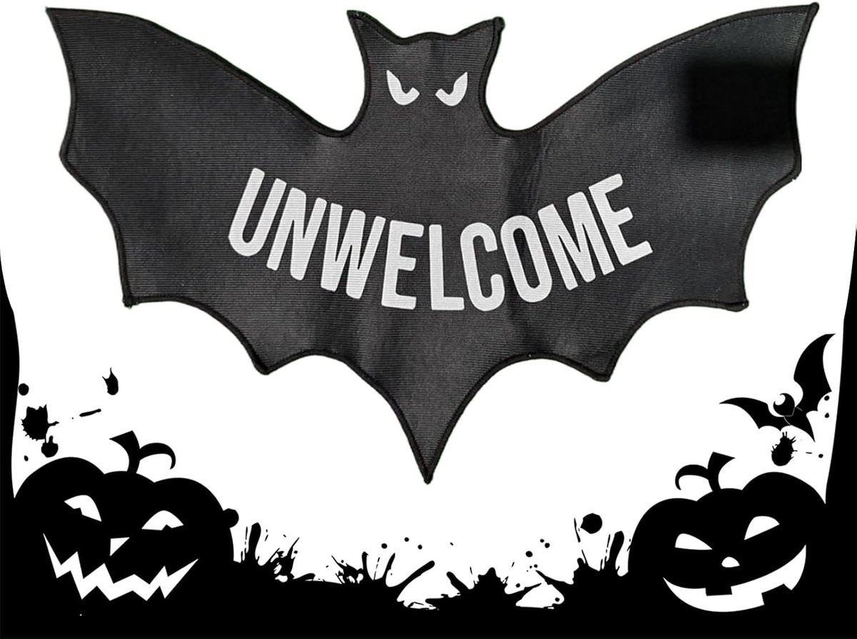 Halloween Deurmat met Gedetailleerd Bat Design - Zwart - 90 x 60 cm