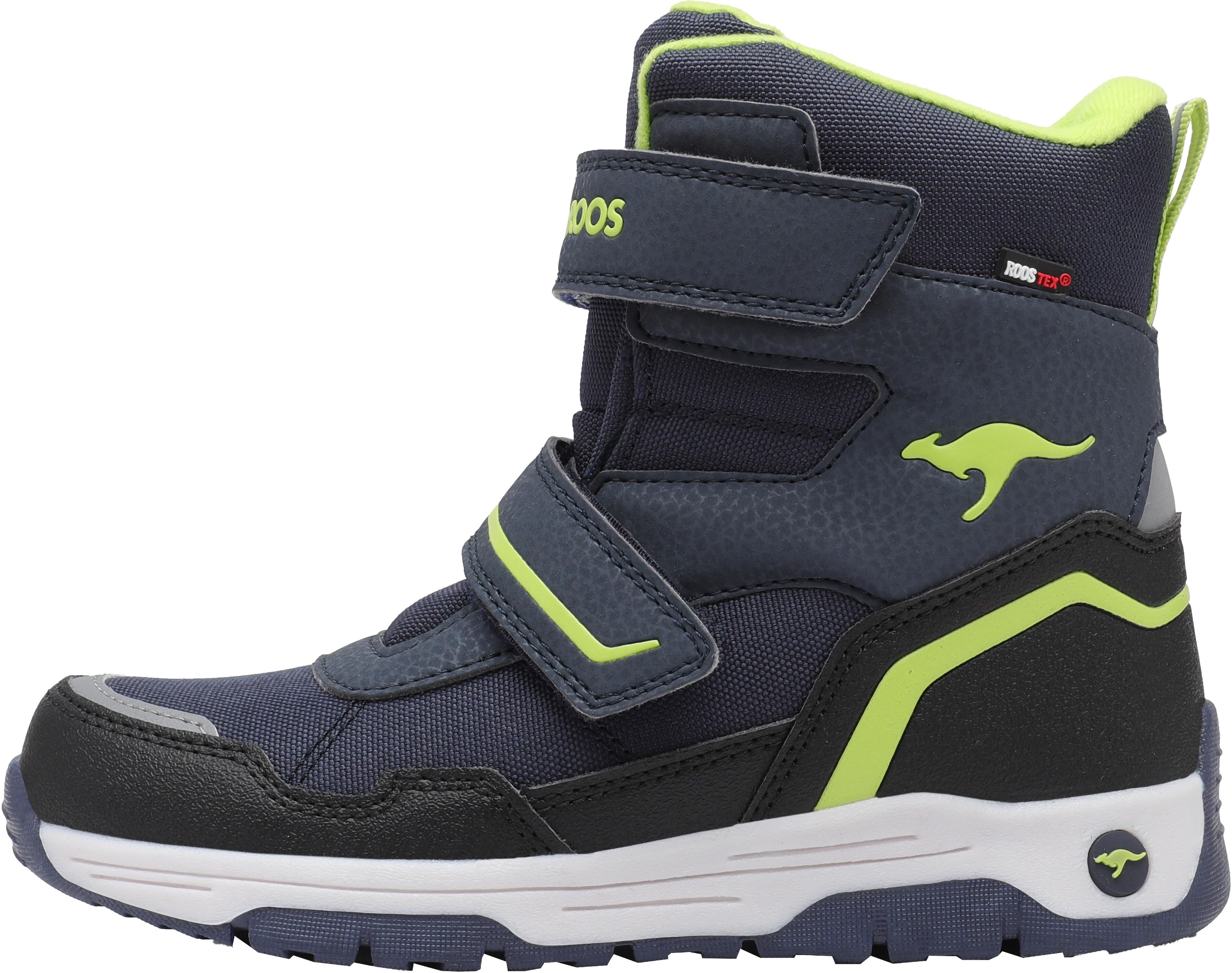 Winterstiefel KANGAROOS "K-MJ Camp V RTX", Mädchen, Gr. 30, wärmend, bunt (dk navy, lime), Synthetik, Textil, Schuhe Winterstiefel, Snowboots, Winterboots, Winterschuhe, wasserdicht, gefüttert dk navy, lime 30, wärmend