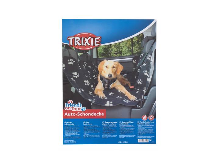 Tier-Autoschondecke TRIXIE Auto-Schondecke Friends on Tour , schwarz (schwarz, beige), B:14,5cm L:140cm, Fleece, Nylon-Polyester, Tier-Autodecken, Tier-Autoschondecke