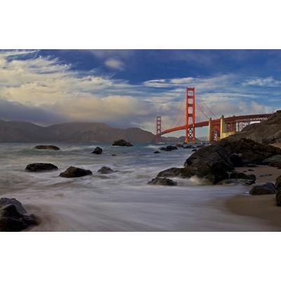 Fototapete PAPERMOON "Photo-Art EVGENY VASENEV, GOLDEN GATE BRIDGE", bunt, B:4m L:2,6m, Vlies, Tapeten