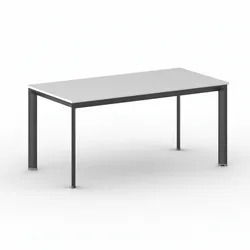 Konferenztisch PRIMO INVITATION 160x80 cm, schwarzes Metallgestell, weiß