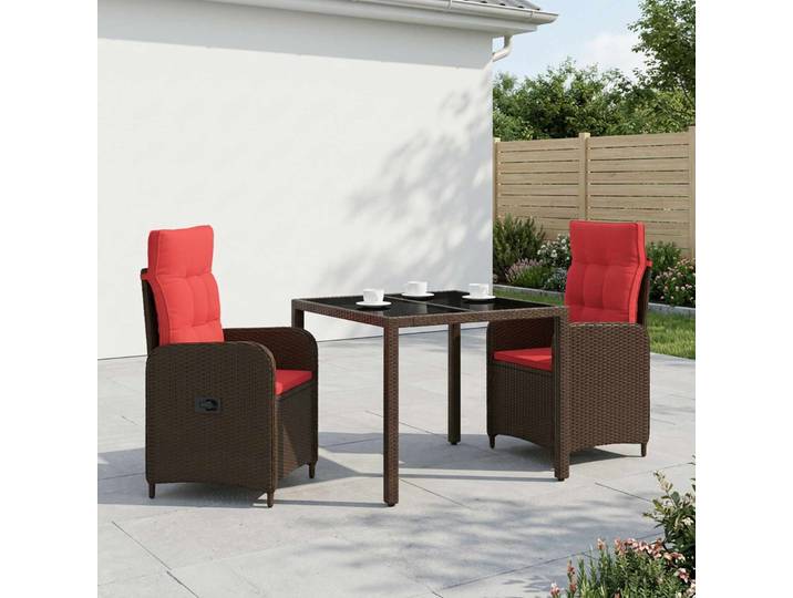 vidaXL Outdoortisch-Set 3 stk. Brown and Red 90 x 90 x 75 cm