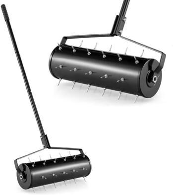 Costway 18/21 Inch Manual Lawn Aerator with Detachable Handle-21 inches