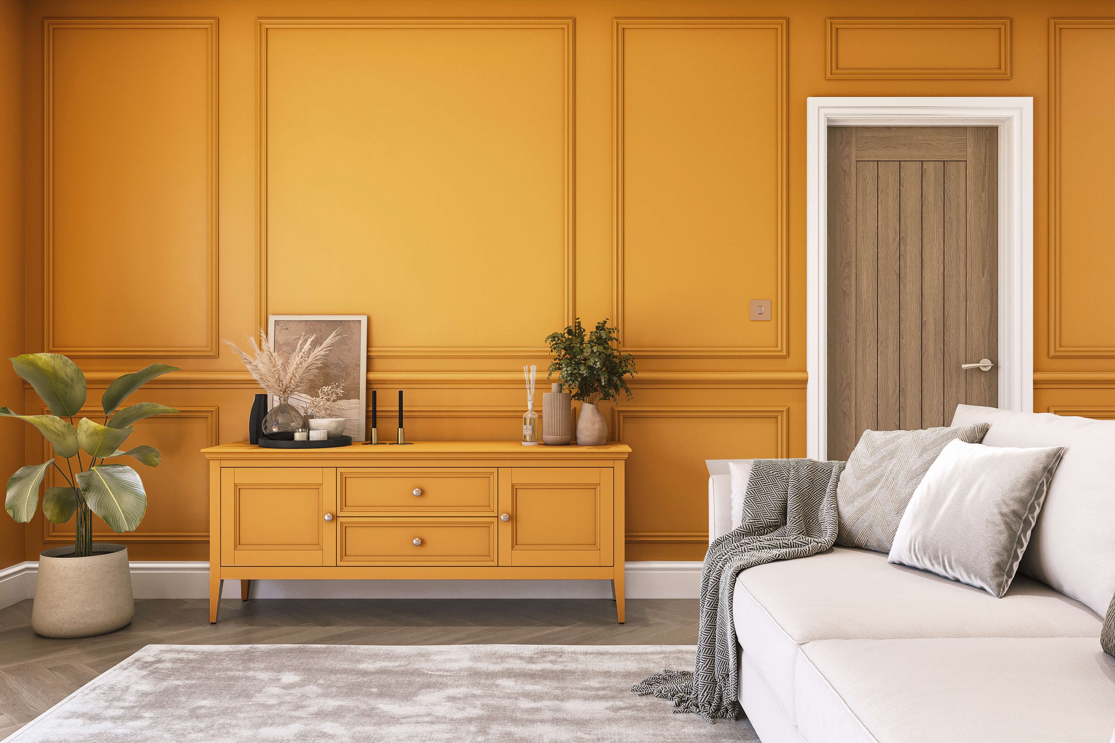 Hemway Chalk Based Furniture Paint   Honeycomb Yellow   Shabby Chic   Chalky Matt Finish - Honeycomb Yellow - 1L
