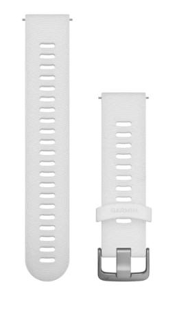 Garmin Schnellwechsel-Armbänder (20 mm) Weißes Silikonarmband mit Edelstahlteilen