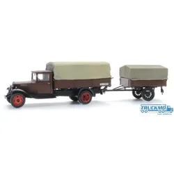 Artitec Fertigmodell Opel Blitz 6 Pritschenwagen und Anhänger mit Plane 387.628