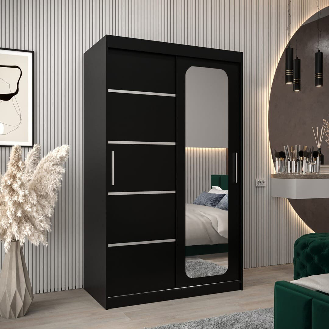 17 Stories Affordable Sonoma Uppsala V2 Sliding Door Wardrobe 120cm - Flexible Storage Design Black 200cm H X 120cm W X 62cm D