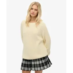 Superdry für Damen. W6110672A Entspannter Rippenstrickpullover beige (XL), Lässig, Baumwolle