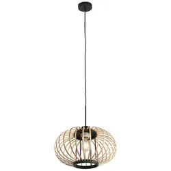 anne light & home Pendelleuchte 1-fl. "Sparkled Light" 4479ZW (3602ZW+K2019BS) Schwarz + Holz/schwarz STE-4479ZW