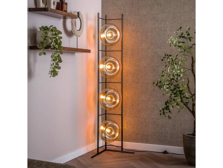 ZIJLSTRA Stehlampe Soll, creme / amber, für Wohn- / Esszimmer, Glas, Modern