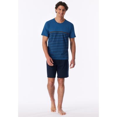 Shorty UNCOVER BY SCHIESSER "UNCOVER Nightwear", Damen, Gr. 52, blau (800, blau), Obermaterial: 100% Baumwolle, Homewear-Sets Shorty