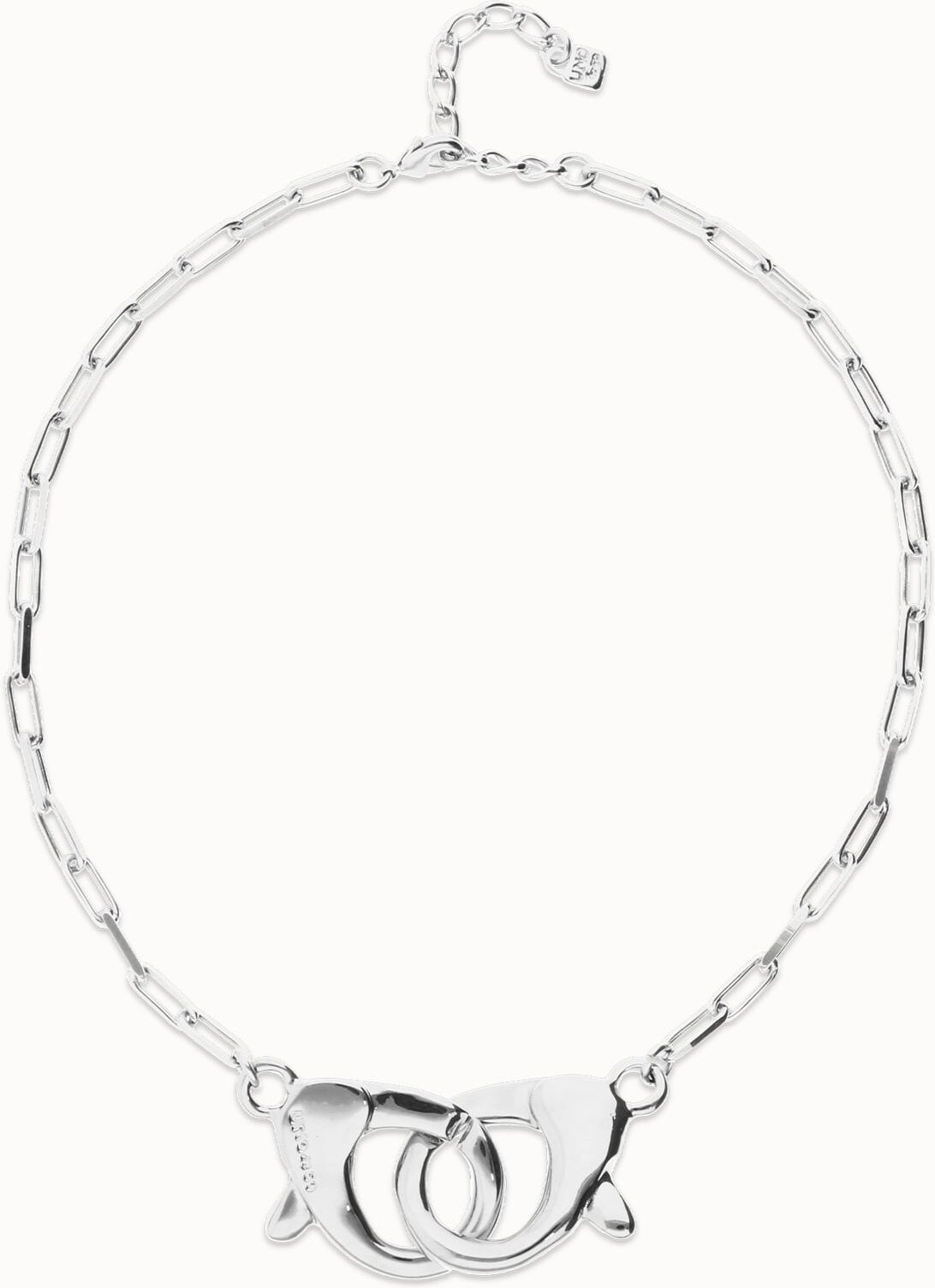UNOde50 Collar bañado en plata con mosquetón entrelazado grande Negro U
