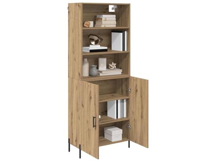 KTHLBRH Sideboard Eiche Handwerk 69,5 x 32,5 x 180 cm Technisches Holz, Griffe aus Metall, T-Form, 3 Einlegeböden, 2 Türen, 120 kg Kapazität