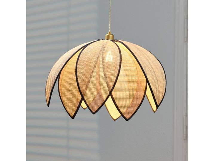 OSRAM Hängeleuchte Decor Rattan Lotus, dimmbar, creme / amber, für Wohn- / Esszimmer, Holz, Mediterran