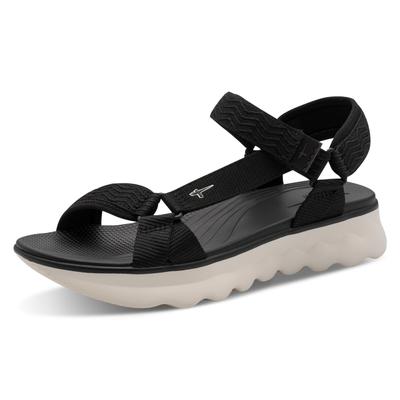 Trekkingsandale TAMARIS, Damen, Gr. 42, Textil, schwarz, unifarben, Schuhe, Plateau, Sandalette, Riemchensandale in veganer Verarbeitung