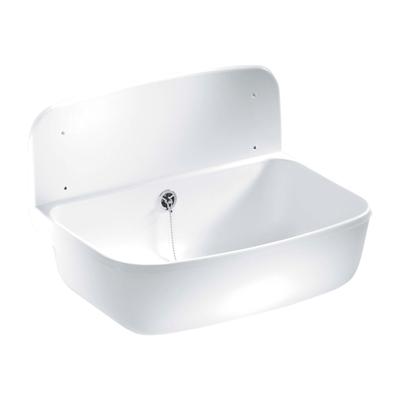 Waschbecken CORNAT, weiß, B:49,5cm T:34,5cm, Kunststoff, Waschtische, Waschbecken, Wandausgussbecken mit Überlauf, Breite 49,5 cm