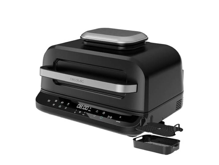 Cecotec Grill - Heißluftfritteuse ohne Öl 6L Cecofry FireDome 6000 Air Fryer, 2400 W, 6 Kochmodi und 4 Grillstufen, Einstellbares Thermostat, Inklusive Temperatursensor und Zubehör