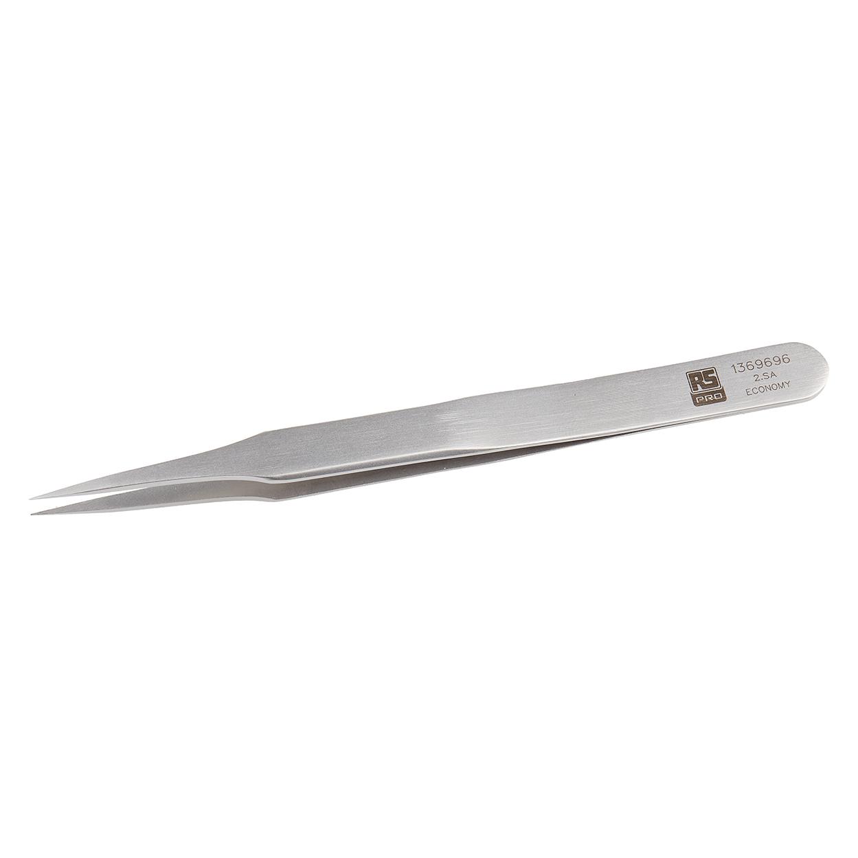 RS PRO Edelstahl Pinzette Säurebeständig, Spitze Fein, Flach, 120 mm (1369696)