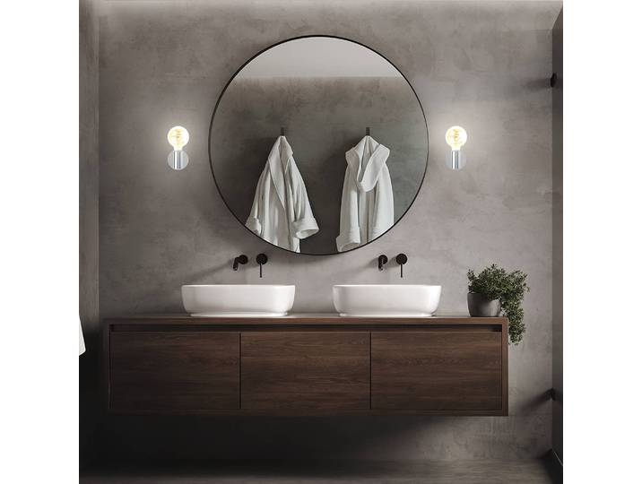 Éclairage de salle de bain Tillola mural Ø 10cm Argenté/Argenté Aluminium chromé Polyéthylène LED E27