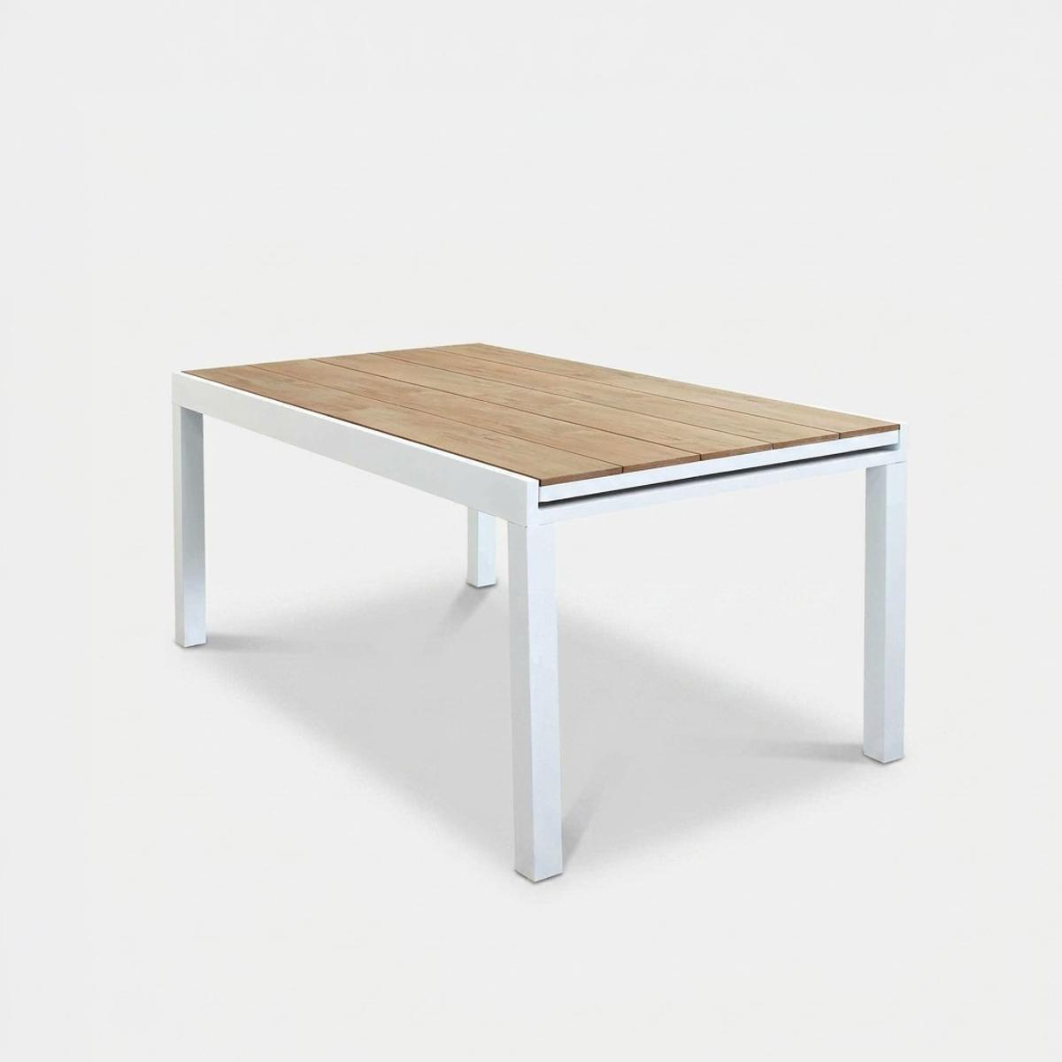 Ausziehbarer Gartentisch aus Aluminium und Polywood 160/240x95 Cayman - Weiß