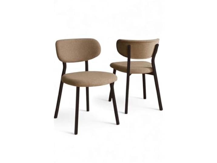 Hanah Home Stylish Chair Set (4 Pieces), Cappuccino & Brown, 46 x 85 x 45 cm 100% Metal Frame, Plywood Back, Boucle Fabric Modern Scandinavian Design, Comfortable Foam Seating
