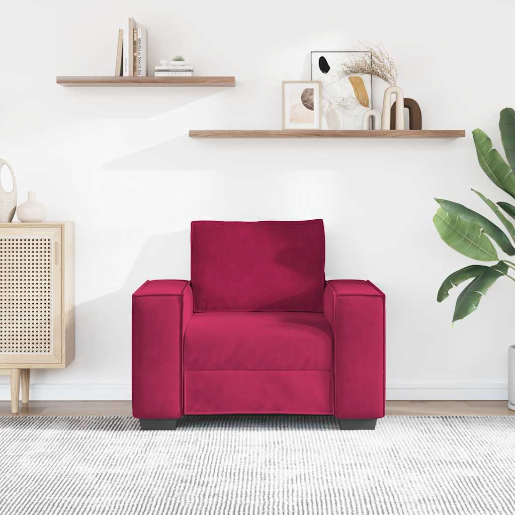 vidaXL Fauteuil canapé rouge bordeaux 100x78x84 cm velours