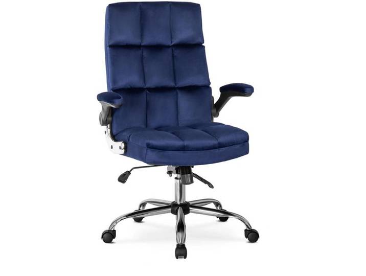LONDON Fauteuil de bureau pivotant moderne en velours bleu marine