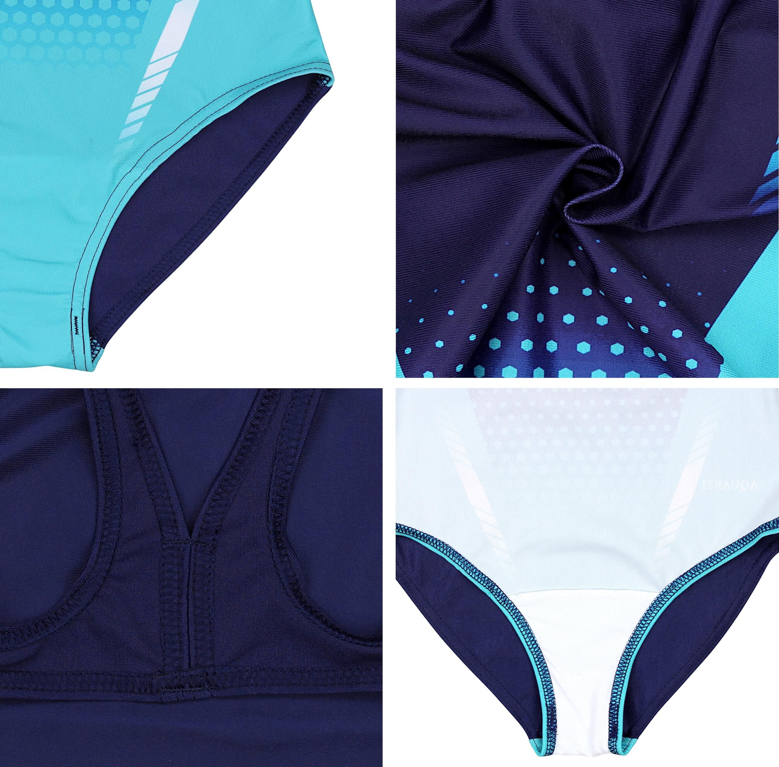 Badeanzug AQUARTI "Badeanzug Mädchen Badeanzug Chlorresistent Muscleback Wassersport", Kinder, Gr. 146, N-Gr, blau (ep2274b3 türkis), Obermaterial: 100% Polyester PES., Badeanzüge Badeanzug