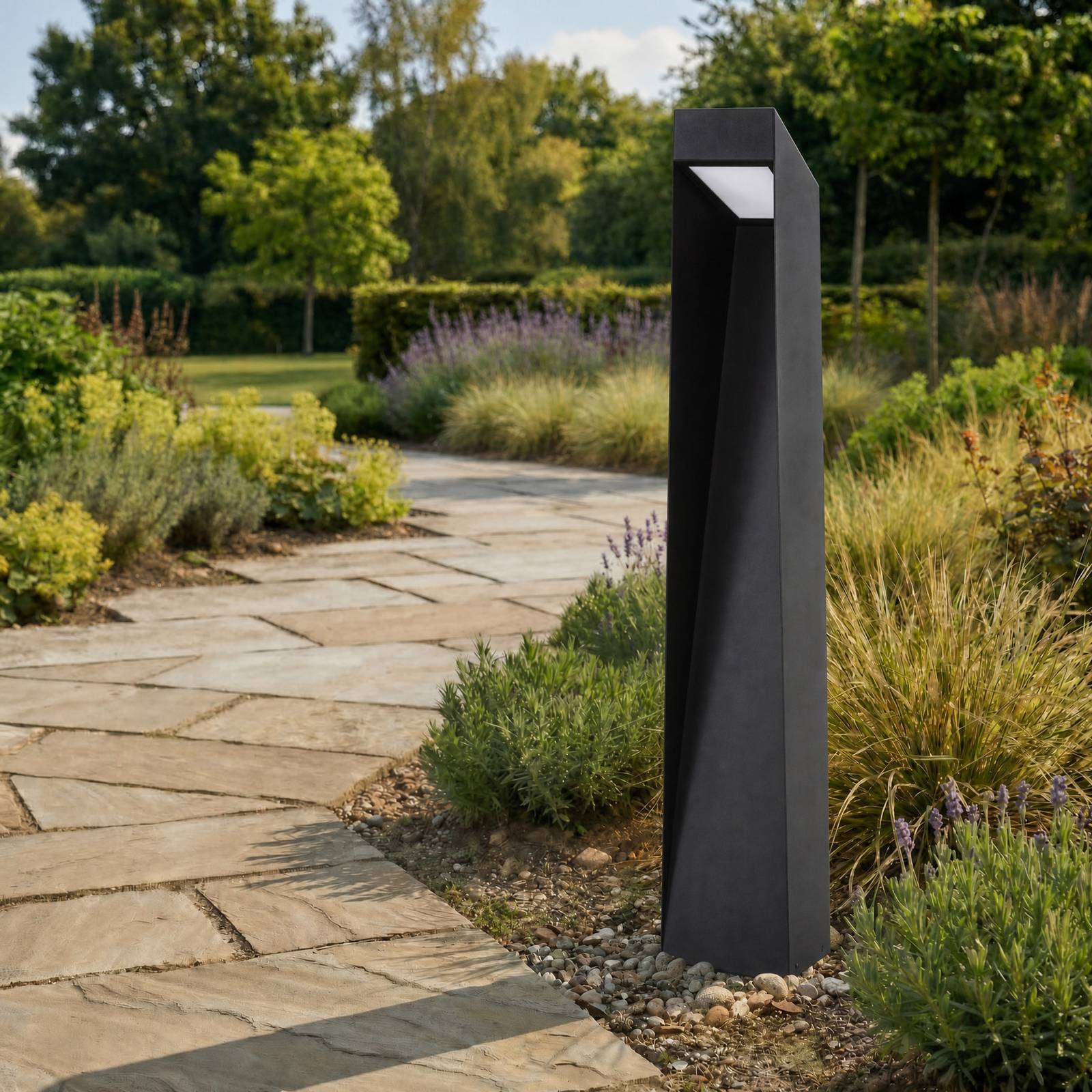 Lucande LED-Wegeleuchte Louran, Höhe 90 cm, schwarz, up/down Louran, schwarz, Aluminium, Modern