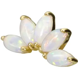 14 Karat Gold Schraubaufsatz mit Außengewinde LOTUSBLÜTE + SYNTHETISCHE OPALE