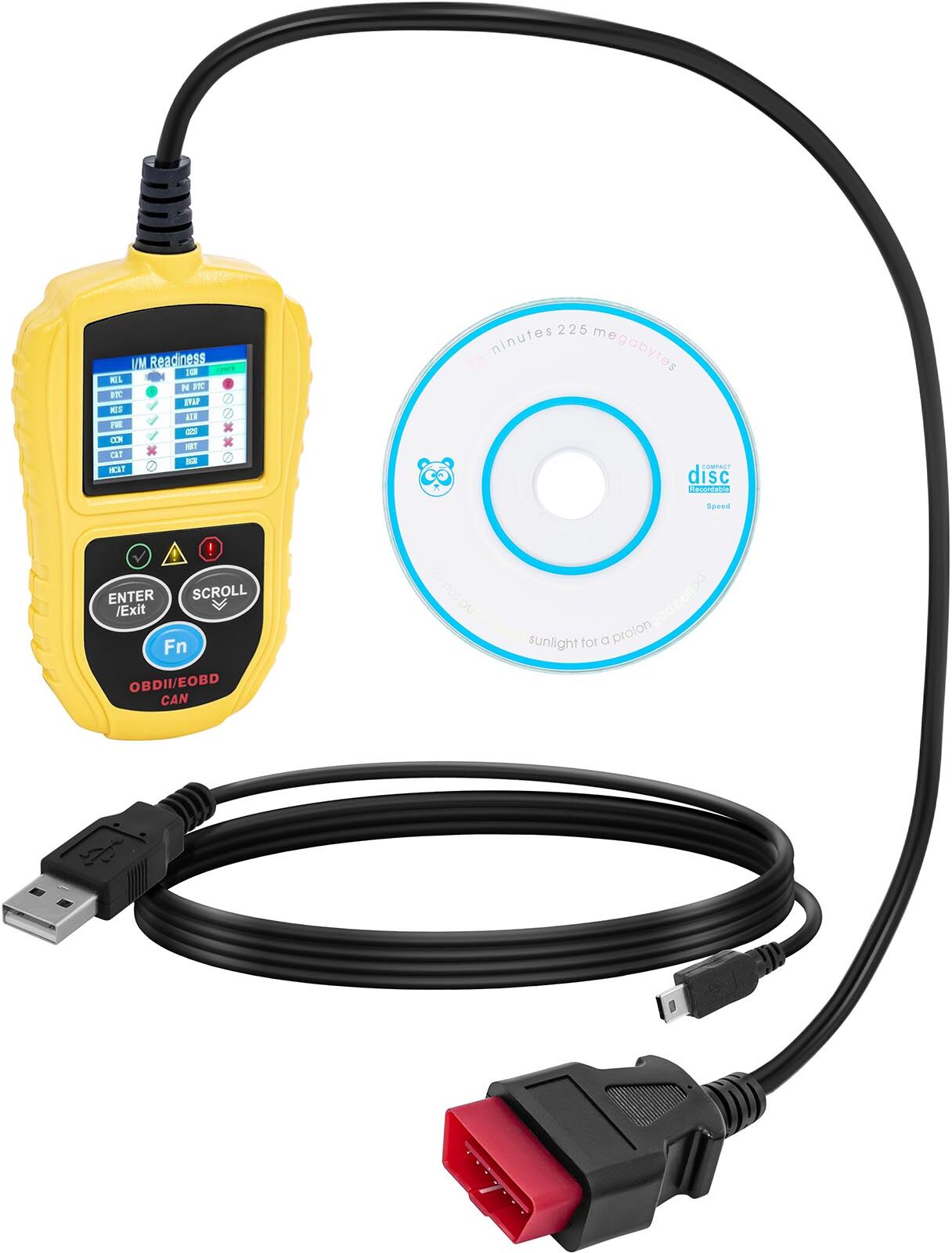 MSW OBD2 Diagnostikverktyg - 8 - 18V - LCD - Felkoder / VIN / ID / CVN / PCM / ECU / MIL etc.