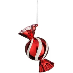 Mica Decorations Christbaumschmuck Glas 12,5cm Bonbon Handbemalt Weihnachtsbaum Anhänger Weihnachten Weihnachtsbaumschmuck Rot Weiß