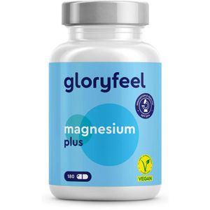 gloryfeel Magnesium plus, 180 Kapseln, Magnesiumcitrat + B6 + B12, 250 mg